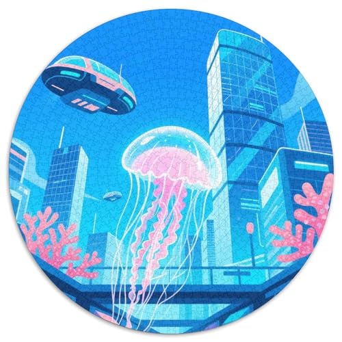 JellyFisch 1000 Teile Puzzle Circular Puzzles Geeignet Ab 12 Jahren Pädagogisches Für Erwachsene Kinder Buntes Tier Geschenke 1000pcs (67.5x67.5cm) von OJASDBDJE