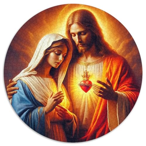 Jesus - Religion 1000 Teile Puzzles Runde Kreispuzzles Für Erwachsene Und Kinder Pädagogisches Für Erwachsene Kinder Buntes Tier Geschenke 1000pcs (67.5x67.5cm) von OJASDBDJE