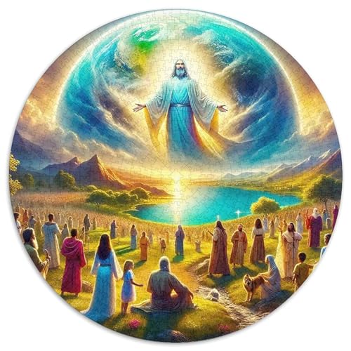 Jesus - Religion Mit 1000 Teilen Puzzle Runde Kreispuzzles Geeignet Ab 12 Jahren Pädagogisches Für Erwachsene Kinder Buntes Tier Geschenke 1000pcs (67.5x67.5cm) von OJASDBDJE