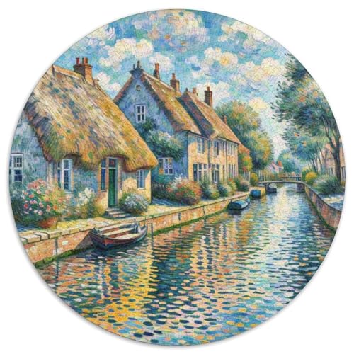 Kanal Mit 1000 Teilen Puzzles Architektur Runde Kreispuzzles Geeignet Ab 12 Jahren Pädagogisches Für Erwachsene Kinder Buntes Tier Stressabbau-Spielzeug 1000pcs (67.5x67.5cm) von OJASDBDJE
