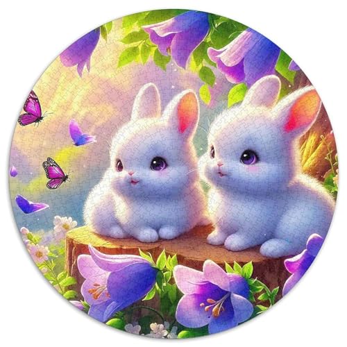 Kaninchen 1000 Teile Puzzles Rund Puzzle Geeignet Ab 12 Jahren Pädagogisches Für Erwachsene Kinder Buntes Tier Geschenke 1000pcs (67.5x67.5cm) von OJASDBDJE
