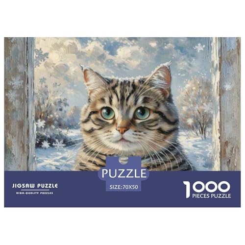 Katze 1000 Teile Puzzle Pet Katze Für Die Ganze Familie Herausforderung Detailreich Spaß Lernspiel 70x50cm/1000pcs von OJASDBDJE