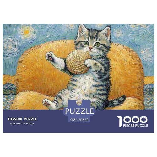 Katze 1000 Teile Puzzle Pet Katze Für Die Ganze Familie Herausforderung Detailreich Spielzeug Pädagogisches Spiel 70x50cm/1000pcs von OJASDBDJE