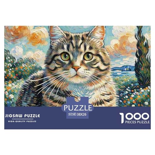 Katze 1000 Teile Puzzle Pet Katze Geschenke Für Frauen/Männer Entspannend Detailreich Spielzeug Lernspiel 38x26cm/1000pcs von OJASDBDJE