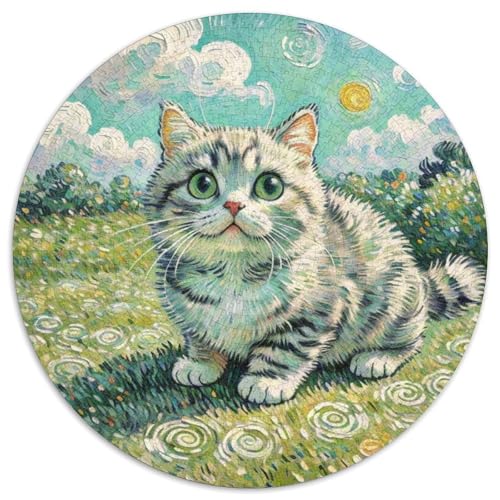 Katze 1000 Teile Puzzle Pet Katze Rund Puzzle Für Erwachsene Und Kinder Pädagogisches Für Erwachsene Kinder Buntes Tier Geschenke 1000pcs (67.5x67.5cm) von OJASDBDJE