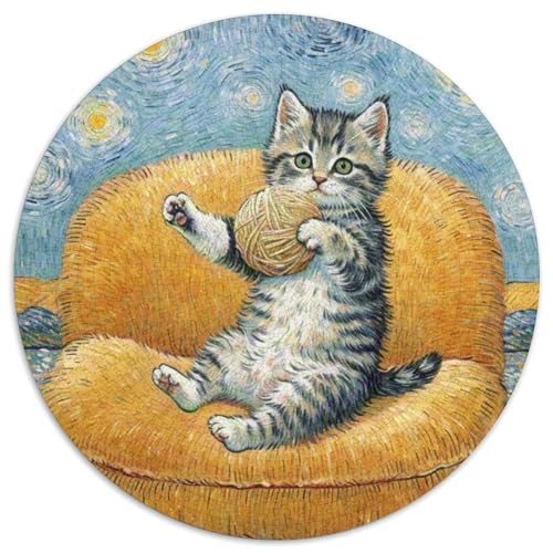 Katze 1000 Teile Puzzles Pet Katze Rund Puzzle Für Erwachsene Und Kinder Pädagogisches Für Erwachsene Kinder Buntes Tier Stressabbau-Spielzeug 1000pcs (67.5x67.5cm) von OJASDBDJE