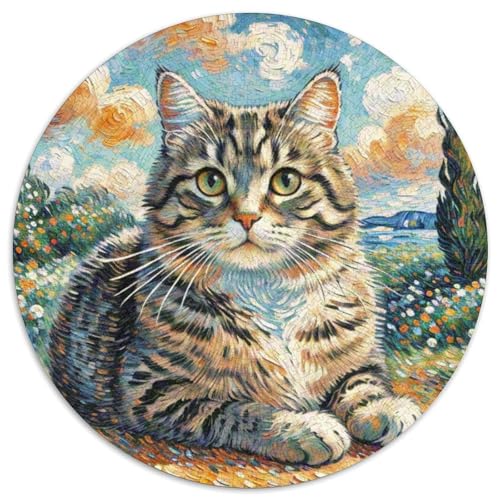 Katze Mit 1000 Teilen Puzzles Pet Katze Circular Puzzles Geeignet Ab 12 Jahren Pädagogisches Für Erwachsene Kinder Buntes Tier Stressabbau-Spielzeug 1000pcs (67.5x67.5cm) von OJASDBDJE