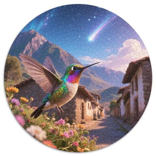 Kolibri Mit 1000 Teilen Puzzle Tiere Rundes Puzzle Für Erwachsene Und Kinder Pädagogisches Für Erwachsene Kinder Buntes Tier Geschenke 1000pcs (67.5x67.5cm) von OJASDBDJE