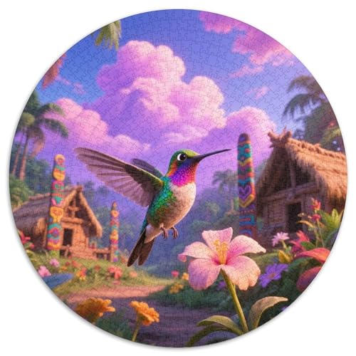 Kolibri Mit 1000 Teilen Puzzle Tiere Rundes Puzzle Für Erwachsene Und Kinder Pädagogisches Für Erwachsene Kinder Buntes Tier Stressabbau-Spielzeug 1000pcs (67.5x67.5cm) von OJASDBDJE