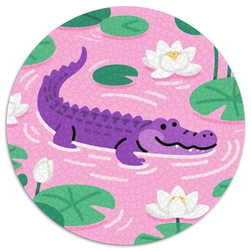 Krokodil 1000 Teile Puzzles Tier Rundes Puzzle Für Erwachsene Und Kinder Pädagogisches Für Erwachsene Kinder Buntes Tier Geschenke 1000pcs (67.5x67.5cm) von OJASDBDJE