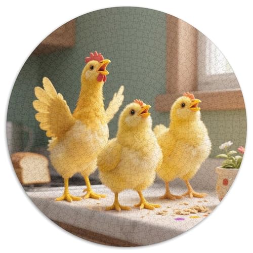 Küken 1000 Teile Puzzles Tier Rundes Puzzle Geeignet Ab 12 Jahren Pädagogisches Für Erwachsene Kinder Buntes Tier Stressabbau-Spielzeug 1000pcs (67.5x67.5cm) von OJASDBDJE