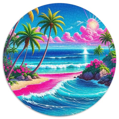 Küstenlandschaft 1000 Teile Puzzle Runde Kreispuzzles Für Erwachsene Und Kinder Pädagogisches Für Erwachsene Kinder Buntes Tier Stressabbau-Spielzeug 1000pcs (67.5x67.5cm) von OJASDBDJE