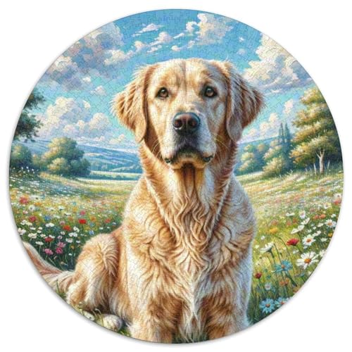 Labrador Retriever Mit 1000 Teilen Puzzles Tierhund Rund Puzzle Geeignet Ab 12 Jahren Pädagogisches Für Erwachsene Kinder Buntes Tier Geschenke 1000pcs (67.5x67.5cm) von OJASDBDJE
