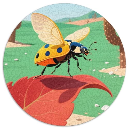 Ladybug 1000 Teile Puzzles Insekten Rundes Puzzle Für Erwachsene Und Kinder Pädagogisches Für Erwachsene Kinder Buntes Tier Geschenke 1000pcs (67.5x67.5cm) von OJASDBDJE