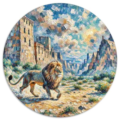 Leo 1000 Teile Puzzle Tier Rundes Puzzle Für Erwachsene Und Kinder Pädagogisches Für Erwachsene Kinder Buntes Tier Stressabbau-Spielzeug 1000pcs (67.5x67.5cm) von OJASDBDJE