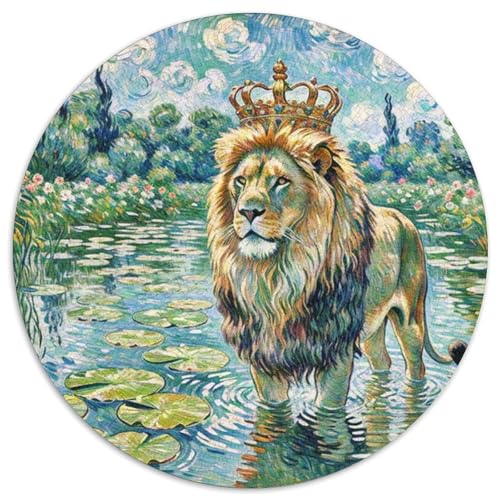Leo Mit 1000 Teilen Puzzle Tier Rundes Puzzle Für Erwachsene Und Kinder Pädagogisches Für Erwachsene Kinder Buntes Tier Geschenke 1000pcs (67.5x67.5cm) von OJASDBDJE