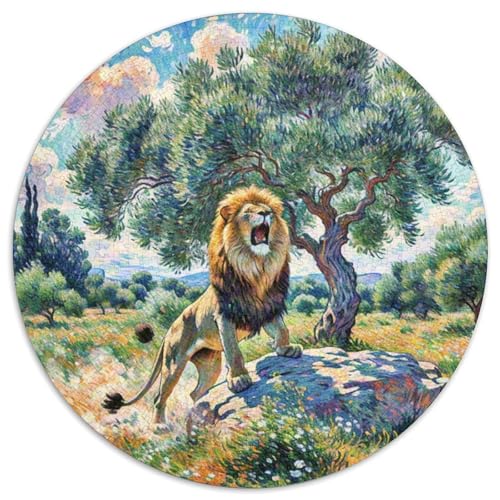 Leo Mit 1000 Teilen Puzzle Tiere Rund Puzzle Geeignet Ab 12 Jahren Pädagogisches Für Erwachsene Kinder Buntes Tier Stressabbau-Spielzeug 1000pcs (67.5x67.5cm) von OJASDBDJE