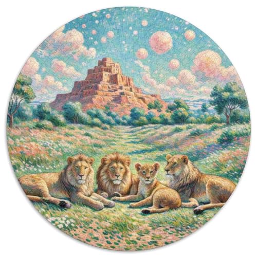 Leo Mit 1000 Teilen Puzzles Tier Runde Kreispuzzles Geeignet Ab 12 Jahren Pädagogisches Für Erwachsene Kinder Buntes Tier Geschenke 1000pcs (67.5x67.5cm) von OJASDBDJE
