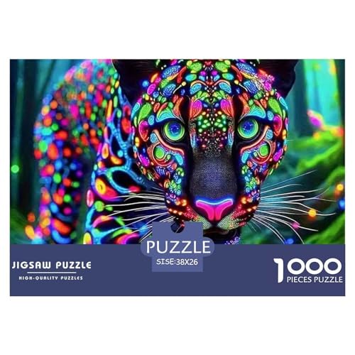 Leopard 1000 Teile Puzzle Tier Für Die Ganze Familie Herausforderung Detailreich Spaß Pädagogisches Spiel 38x26cm/1000pcs von OJASDBDJE