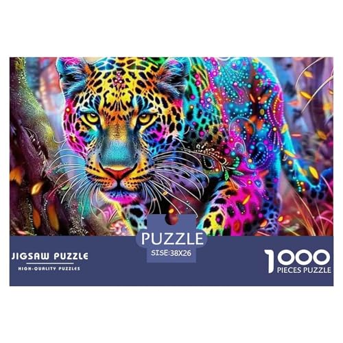 Leopard 1000 Teile Puzzle Tier Für Die Ganze Familie Herausforderung Detailreich Spielzeug Lernspiel 38x26cm/1000pcs von OJASDBDJE