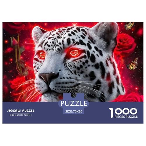Leopard 1000 Teile Puzzle Tier Für Die Ganze Familie Herausforderung Premium-Qualität Spielzeug Lernspiel 70x50cm/1000pcs von OJASDBDJE