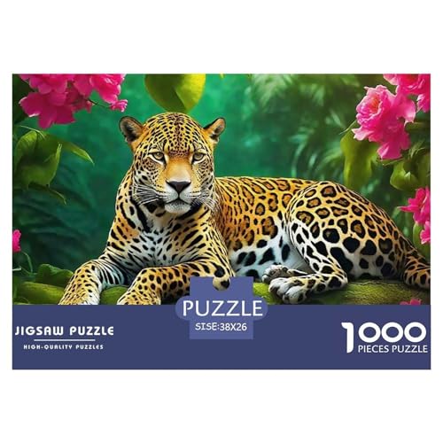 Leopard 1000 Teile Puzzle Tier Geschenke Für Frauen/Männer Entspannend Detailreich Spielzeug Lernspiel 38x26cm/1000pcs von OJASDBDJE