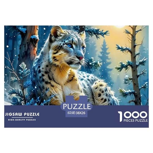 Leopard 1000 Teile Puzzle Tier Geschenke Für Frauen/Männer Herausforderung Premium-Qualität Spielzeug Lernspiel 38x26cm/1000pcs von OJASDBDJE