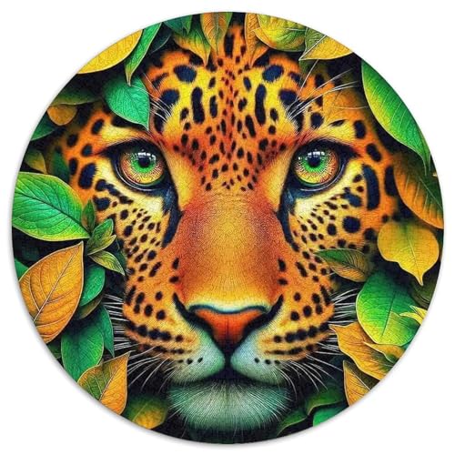Leopard Mit 1000 Teilen Puzzles Tier Runde Kreispuzzles Geeignet Ab 12 Jahren Pädagogisches Für Erwachsene Kinder Buntes Tier Stressabbau-Spielzeug 1000pcs (67.5x67.5cm) von OJASDBDJE