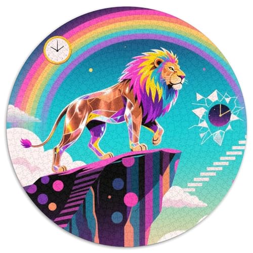 Löwen Mit 1000 Teilen Puzzles Tier Rund Puzzle Für Erwachsene Und Kinder Pädagogisches Für Erwachsene Kinder Buntes Tier Geschenke 1000pcs (67.5x67.5cm) von OJASDBDJE