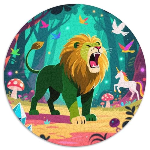 Löwen Mit 1000 Teilen Puzzles Tier Rund Puzzle Geeignet Ab 12 Jahren Pädagogisches Für Erwachsene Kinder Buntes Tier Geschenke 1000pcs (67.5x67.5cm) von OJASDBDJE