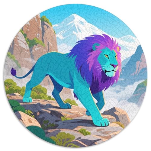 Löwen Mit 1000 Teilen Puzzles Tier Rundes Puzzle Geeignet Ab 12 Jahren Pädagogisches Für Erwachsene Kinder Buntes Tier Stressabbau-Spielzeug 1000pcs (67.5x67.5cm) von OJASDBDJE