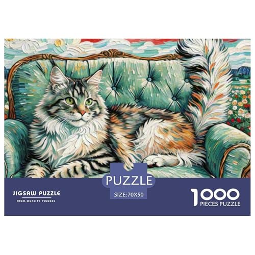 Maine Coon 1000 Teile Puzzle Pet Katze Für Kinder Ab 12 Jahren Entspannend Premium-Qualität Spaß Pädagogisches Spiel 70x50cm/1000pcs von OJASDBDJE