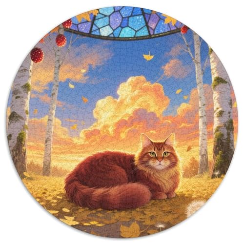 Maine Coon 1000 Teile Puzzles Pet Katze Circular Puzzles Geeignet Ab 12 Jahren Pädagogisches Für Erwachsene Kinder Buntes Tier Stressabbau-Spielzeug 1000pcs (67.5x67.5cm) von OJASDBDJE