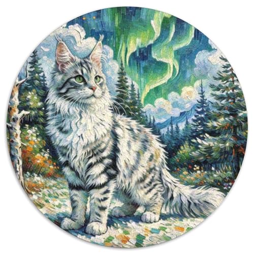 Maine Coon 1000 Teile Puzzles Pet Katze Circular Puzzles Geeignet Ab 12 Jahren Pädagogisches Für Erwachsene Kinder Buntes Tier Stressabbau-Spielzeug 1000pcs (67.5x67.5cm) von OJASDBDJE