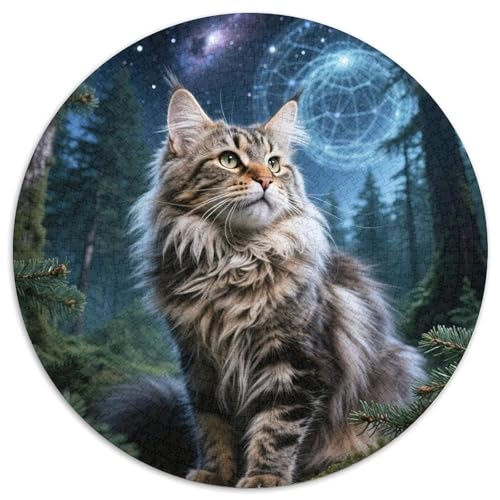 Maine Coon 1000 Teile Puzzles Pet Katze Rund Puzzle Geeignet Ab 12 Jahren Pädagogisches Für Erwachsene Kinder Buntes Tier Stressabbau-Spielzeug 1000pcs (67.5x67.5cm) von OJASDBDJE