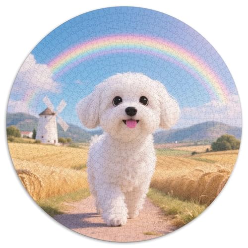Malteser Hund 1000 Teile Puzzle Tiere Runde Kreispuzzles Für Erwachsene Und Kinder Pädagogisches Für Erwachsene Kinder Buntes Tier Stressabbau-Spielzeug 1000pcs (67.5x67.5cm) von OJASDBDJE