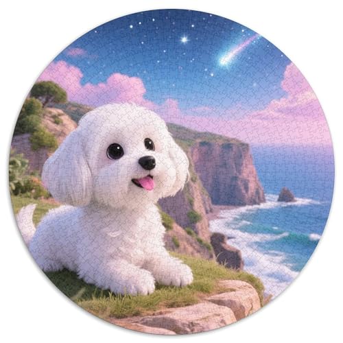 Malteser Hund 1000 Teile Puzzle Tiere Rundes Puzzle Für Erwachsene Und Kinder Pädagogisches Für Erwachsene Kinder Buntes Tier Stressabbau-Spielzeug 1000pcs (67.5x67.5cm) von OJASDBDJE