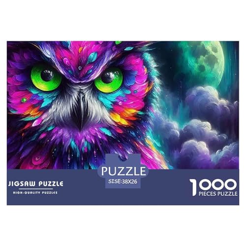Moonlight Eule 1000 Teile Puzzle Bird Für Die Ganze Familie Entspannend Premium-Qualität Spaß Lernspiel 38x26cm/1000pcs von OJASDBDJE