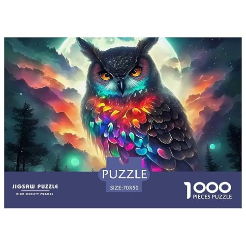 Moonlight Eule 1000 Teile Puzzle Bird Für Die Ganze Familie Herausforderung Detailreich Spielzeug Lernspiel 70x50cm/1000pcs von OJASDBDJE
