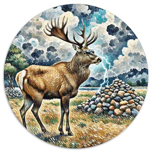 Muntjac Mit 1000 Teilen Puzzles Tiere Rund Puzzle Geeignet Ab 12 Jahren Pädagogisches Für Erwachsene Kinder Buntes Tier Geschenke 1000pcs (67.5x67.5cm) von OJASDBDJE