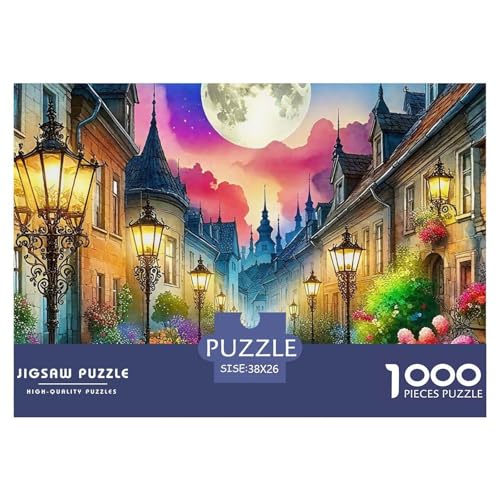 Nachtlandschaft 1000 Teile Puzzle Landscape Für Die Ganze Familie Entspannend Premium-Qualität Spielzeug Lernspiel 38x26cm/1000pcs von OJASDBDJE