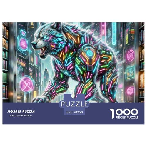 NeonBattleWolf 1000 Teile Puzzle Magische Fantasie Für Die Ganze Familie Entspannend Detailreich Spielzeug Lernspiel 70x50cm/1000pcs von OJASDBDJE