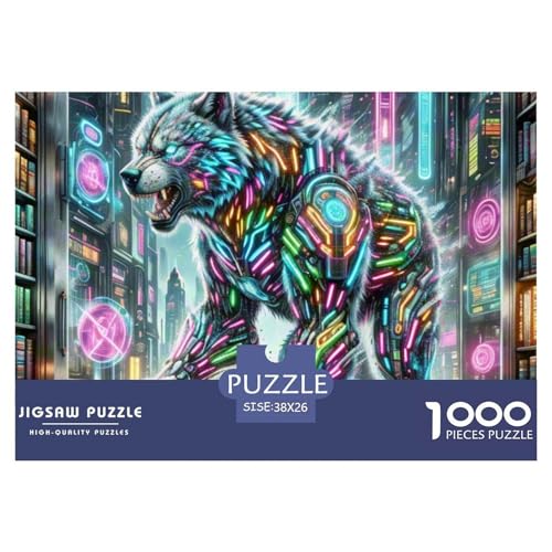 NeonBattleWolf 1000 Teile Puzzle Magische Fantasie Für Die Ganze Familie Herausforderung Detailreich Spaß Lernspiel 38x26cm/1000pcs von OJASDBDJE