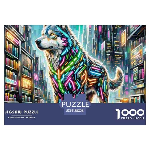 NeonBattleWolf 1000 Teile Puzzles Magische Fantasie Für Kinder Ab 12 Jahren Entspannend Detailreich Spielzeug Lernspiel 38x26cm/1000pcs von OJASDBDJE