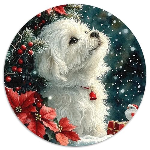 Netter Hund Mit 1000 Teilen Puzzle Rund Puzzle Geeignet Ab 12 Jahren Pädagogisches Für Erwachsene Kinder Buntes Tier Stressabbau-Spielzeug 1000pcs (67.5x67.5cm) von OJASDBDJE