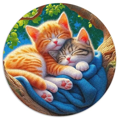 Niedliche Katze 1000 Teile Puzzle Runde Kreispuzzles Für Erwachsene Und Kinder Pädagogisches Für Erwachsene Kinder Buntes Tier Stressabbau-Spielzeug 1000pcs (67.5x67.5cm) von OJASDBDJE