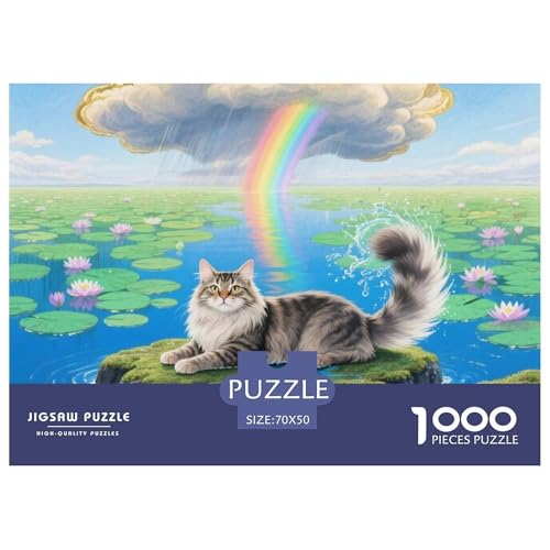 Norwegische Waldkatze 1000 Teile Puzzle Pet Katze Für Die Ganze Familie Herausforderung Premium-Qualität Spielzeug Pädagogisches Spiel 70x50cm/1000pcs von OJASDBDJE