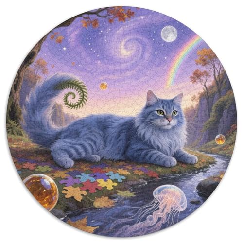 Norwegische Waldkatze Mit 1000 Teilen Puzzles Pet Katze Circular Puzzles Für Erwachsene Und Kinder Pädagogisches Für Erwachsene Kinder Buntes Tier Stressabbau-Spielzeug 1000pcs (67.5x67.5cm) von OJASDBDJE