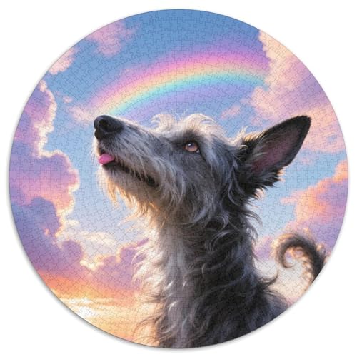 Norwegischer Elkhound 1000 Teile Puzzles Haustier Hund Rundes Puzzle Geeignet Ab 12 Jahren Pädagogisches Für Erwachsene Kinder Buntes Tier Stressabbau-Spielzeug 1000pcs (67.5x67.5cm) von OJASDBDJE