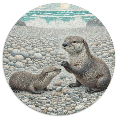 Otter Mit 1000 Teilen Puzzle Tiere Rundes Puzzle Für Erwachsene Und Kinder Pädagogisches Für Erwachsene Kinder Buntes Tier Stressabbau-Spielzeug 1000pcs (67.5x67.5cm) von OJASDBDJE